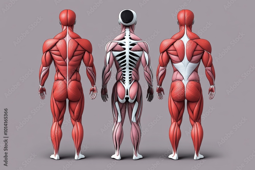 Photo & Art Print Minimalist outline of human skeletal muscles, showing ...