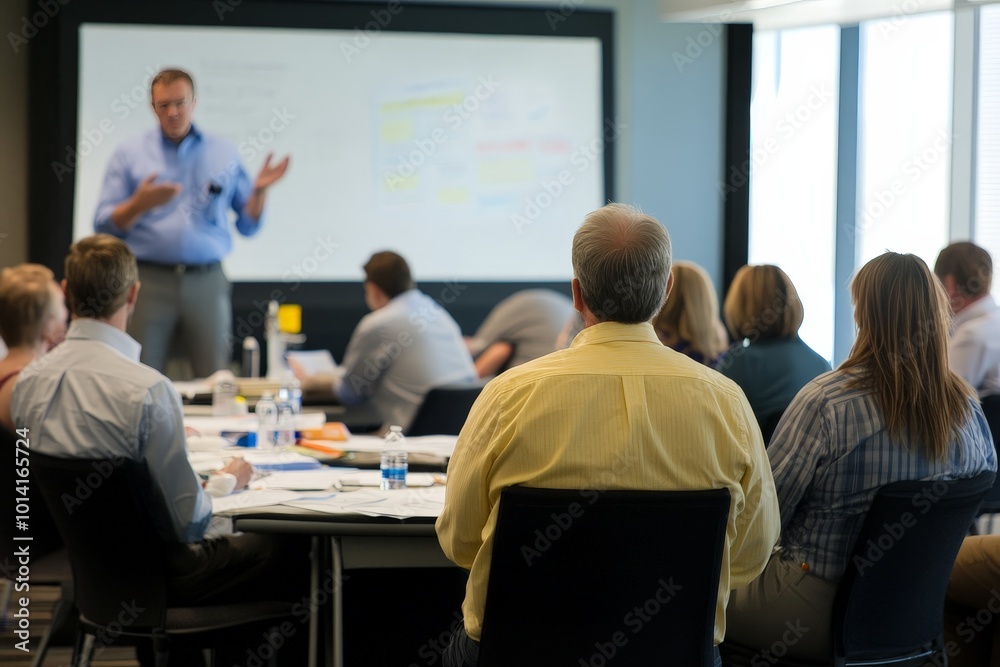 Managers attending a leadership training seminar, learning techniques to inspire teams and drive organizational success. Managers attending a leadership training seminar, learning techniques to inspire teams and drive organizational success.