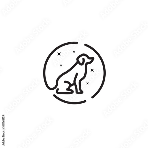 silhouette dog sit front the sun