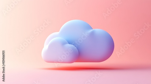 A 3D rendering of a cloud with a heart shape, against a pink background.