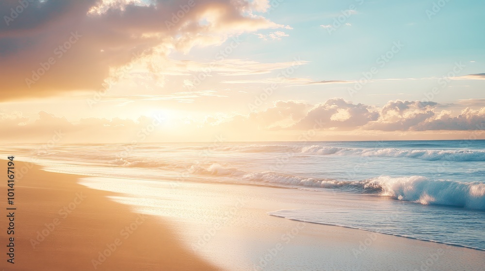 Positive quote over a beach scene with gentle waves and soft sunlight, perfect for a calm, optimistic tone.
