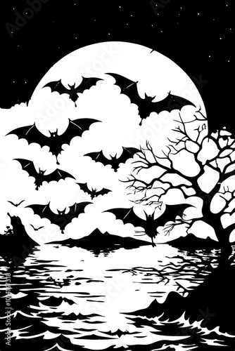 halloween background with bats