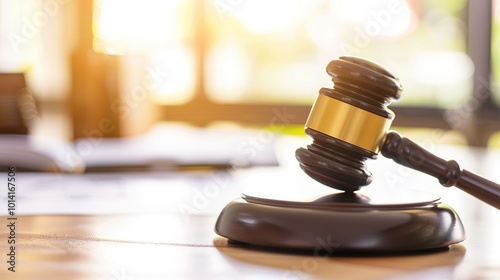 Wallpaper Mural Close-up of a wooden gavel on a desk symbolizing the authority of election rules. law,justice,legality,legitimacy,power,authority,influence,dominance Torontodigital.ca