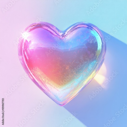 A heart made of glass with a rainbow of colors