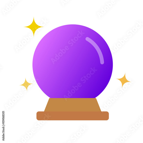 Mystical Purple Crystal Ball with Sparkles icon. Vector.