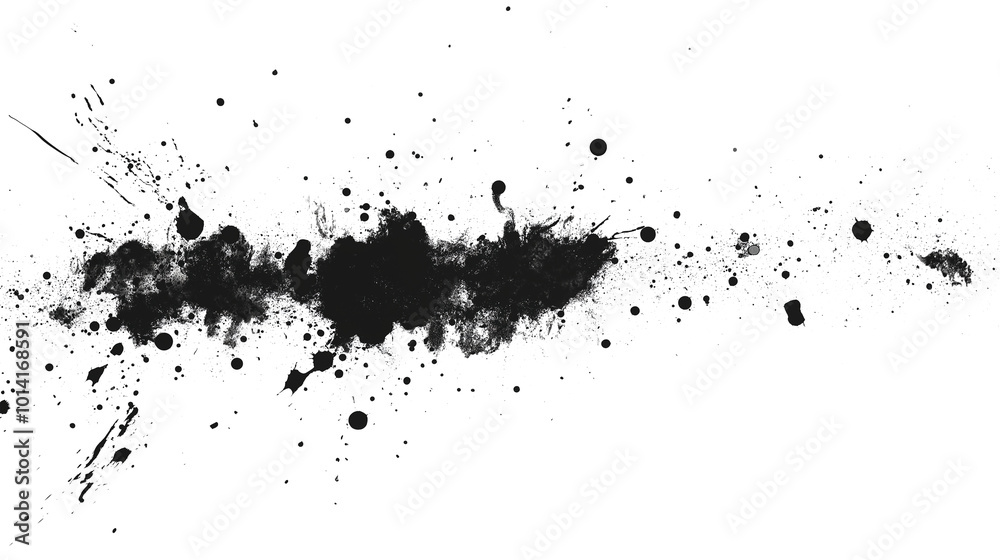 Obraz premium A black line of paint splatters on a white background