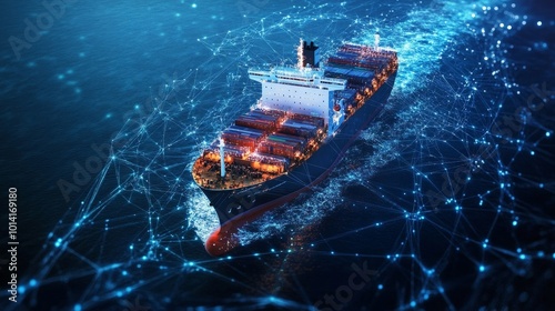 Secure maritime networks ensuring that cargo ships are protected from cyber threats, with secure GPS and communication systems.