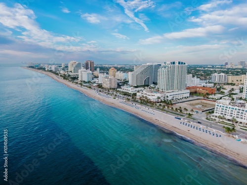 Fort Lauderdale Beach and beachfront condos and hotels at sunrise, Fort Lauderdale, Florida, United States. photo