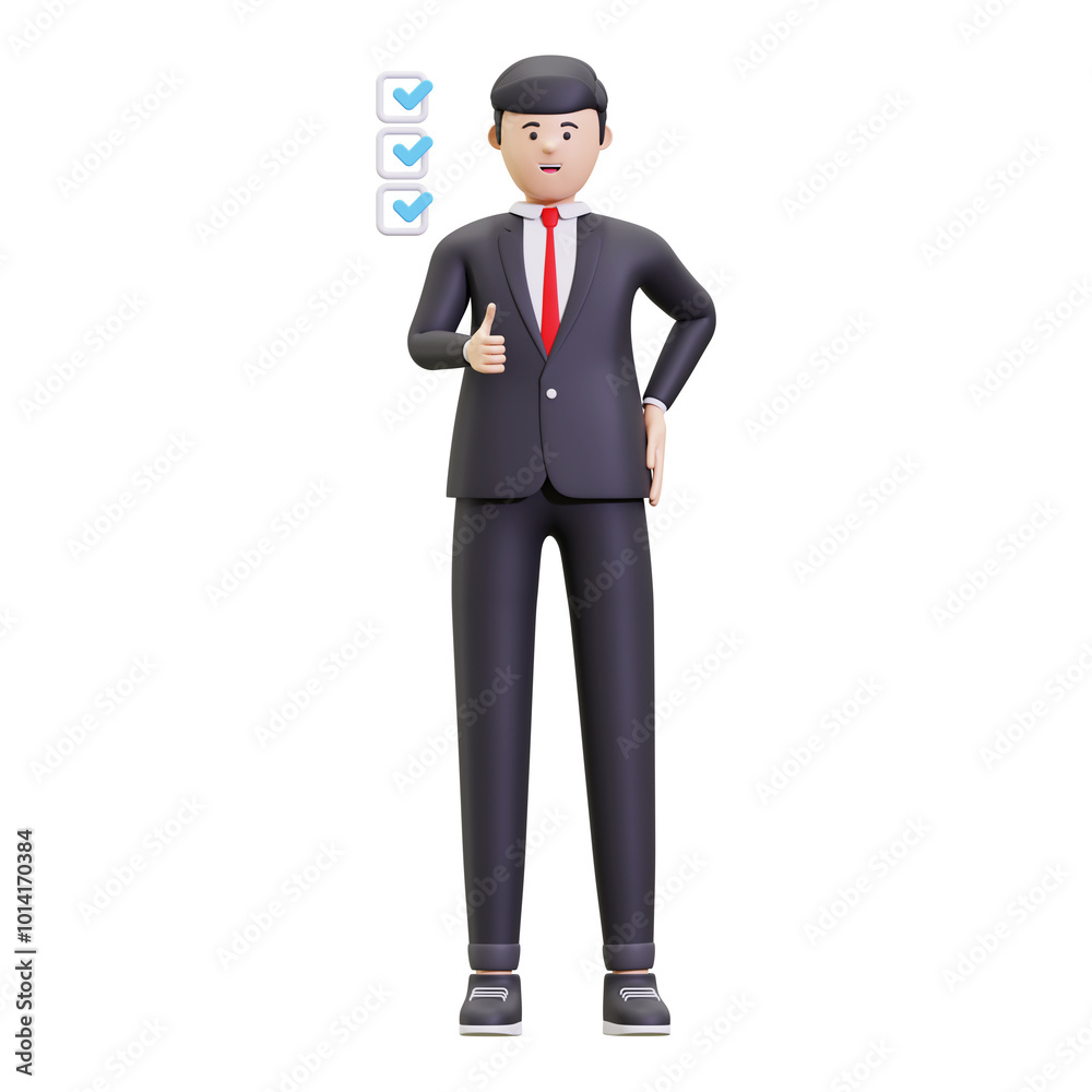 3d Businessman With A Check Mark Illustration 3d Businessman With A Check Mark Illustration
