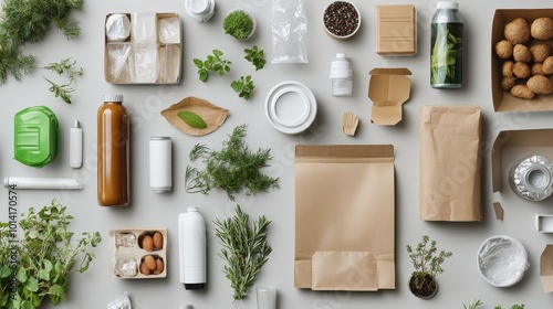 Sustainable packaging designed for a circular economy, using biodegradable materials or recycled plastics to reduce waste.