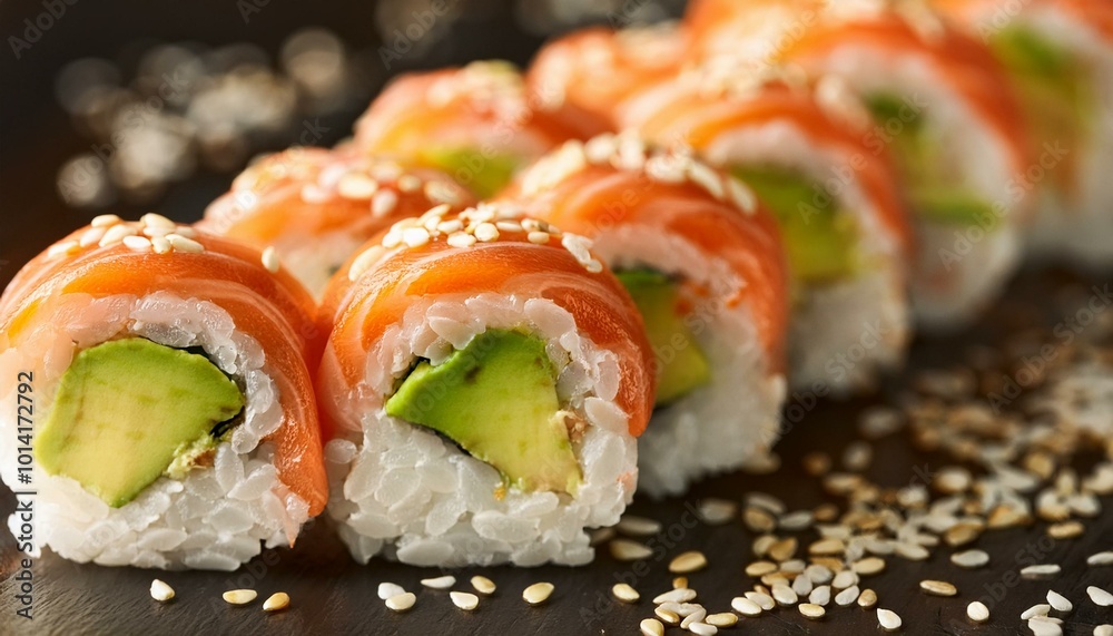 Salmon avocado sushi rolls Salmon avocado sushi rolls