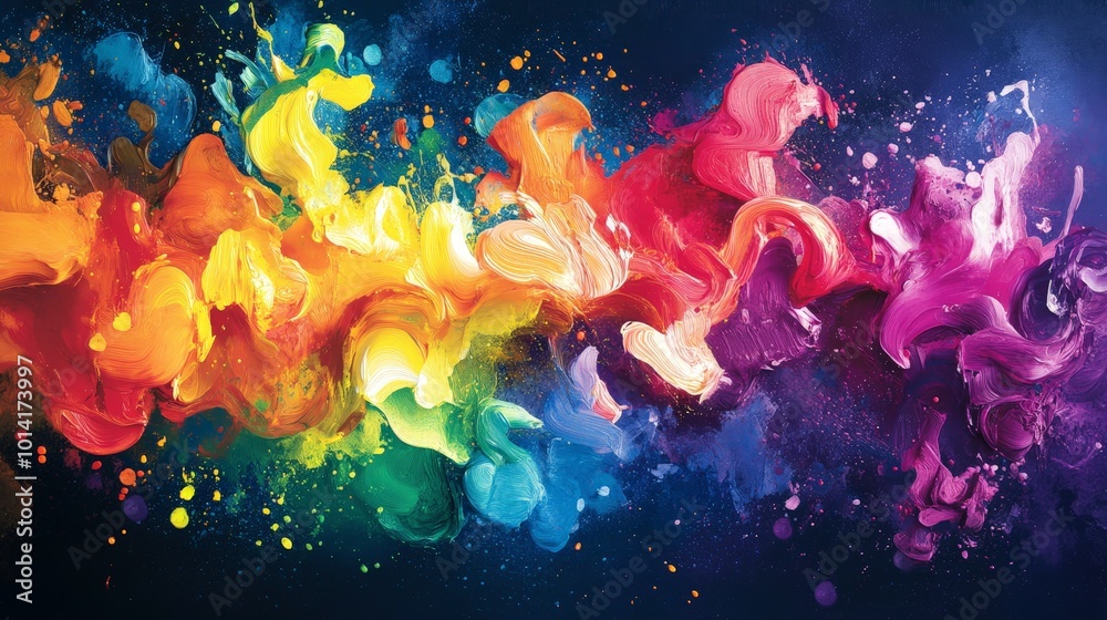 Fototapeta premium Bright, vibrant splashes of color with a bold, energetic quote to inspire and uplift.