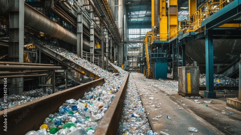 Chemical recycling process where plastic waste is broken down into its original chemical components, ready to be reprocessed into new materials. Chemical recycling process where plastic waste is broken down into its original chemical components, ready to be reprocessed into new materials.