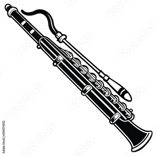 Bassoon musical instrument black vector image illustration 