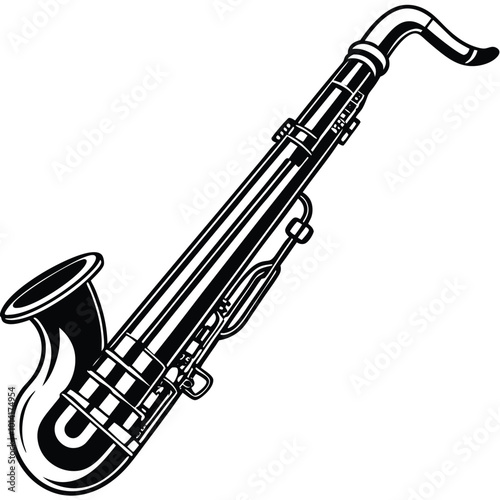 Bassoon musical instrument black vector image illustration 