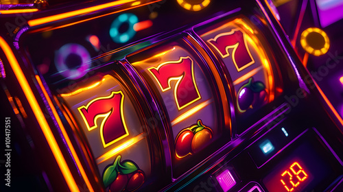 Casino slot machine jackpot lights flashing as winner celebrates