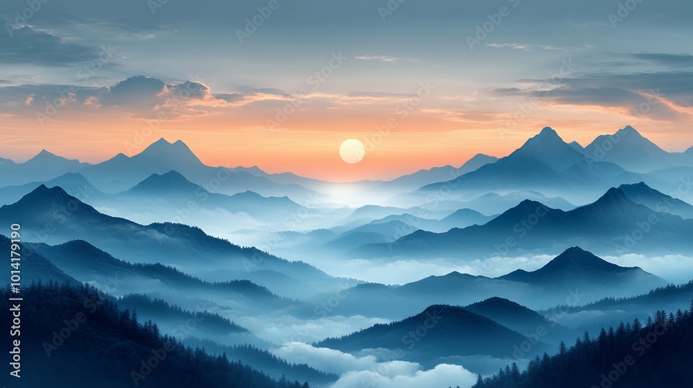A breathtaking sunrise over a misty mountain range, showcasing the majestic beauty of nature. A breathtaking sunrise over a misty mountain range, showcasing the majestic beauty of nature.