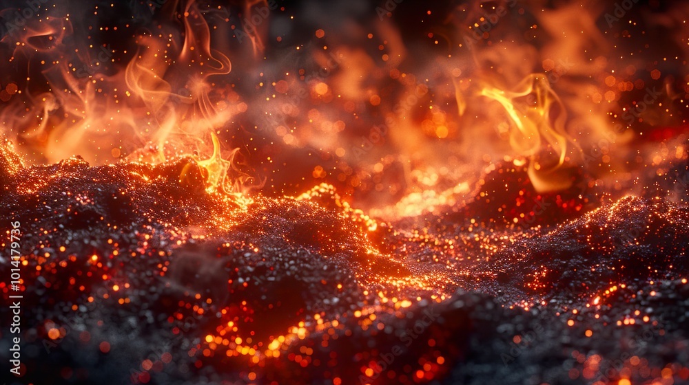 Fiery Embers: A Dramatic Close-Up of Burning Flames Fiery Embers: A Dramatic Close-Up of Burning Flames