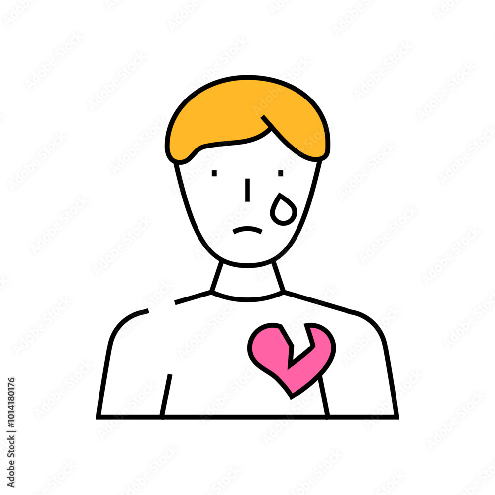 broken heart male line icon vector. broken heart male sign. isolated symbol illustration