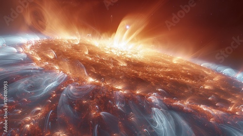 Solar Flare Eruption, Close Up Of The Sun, Prominences, And Solar Coronal Mass Ejections.