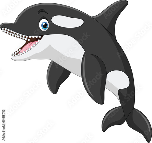 Illustration of cartoon happy orca