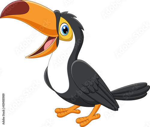Cartoon funny toucan. Isolated on white background