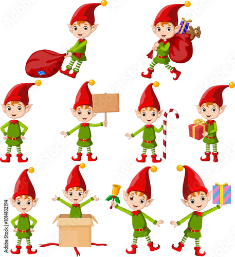 Cartoon Christmas elf collection set