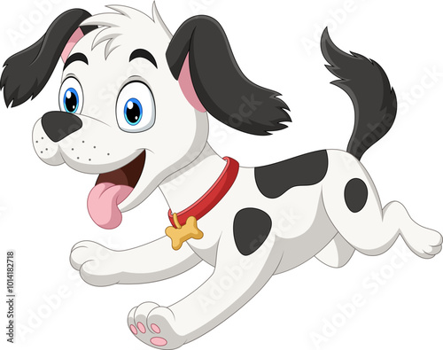 Cartoon happy little puppy running