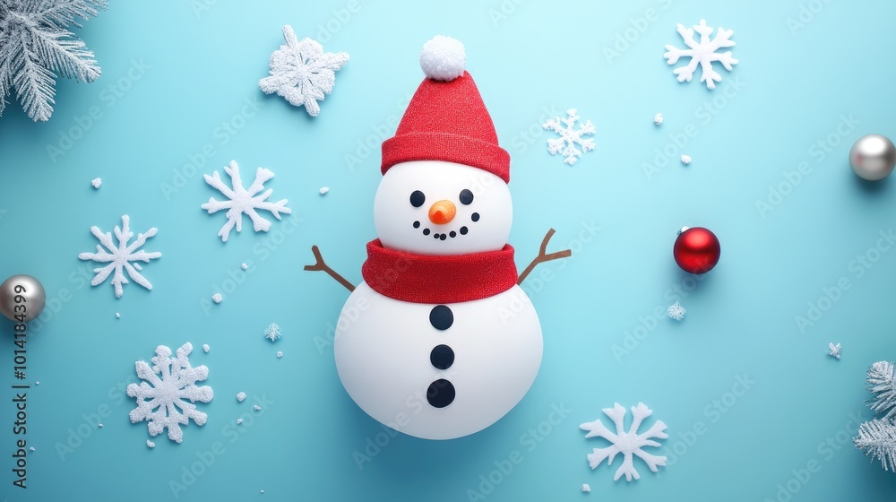 Christmas snowman flat design, winter wonderland theme, animation, vivid Christmas snowman flat design, winter wonderland theme, animation, vivid