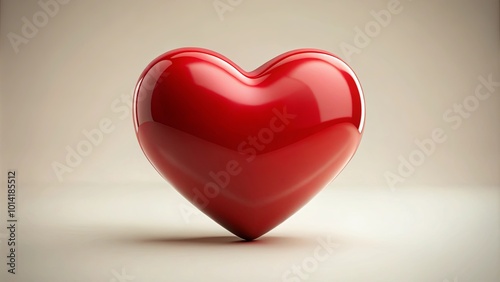 A Vibrant Red Heart Shaped Object with a Smooth Glossy Surface, Sitting on a Neutral Background