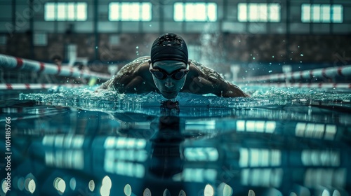Wallpaper Mural Determined Swimmer Competing in Water Sports Arena Torontodigital.ca