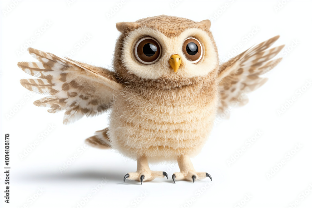 Obraz premium a cute owl stuffed toy isolated on white background