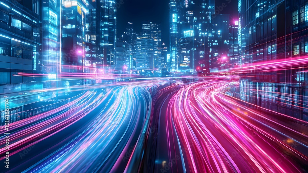 Fototapeta premium Abstract Light City Speed Motion. 