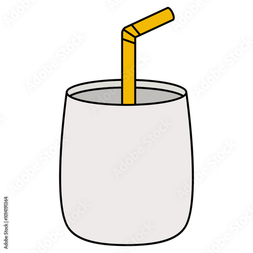 mug glass of milk with straw