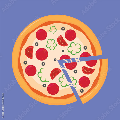 Pizza icon vector. Delicious Pizza vector icon. pizza vector illustration. pepperoni pizza