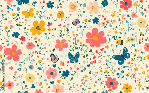 Retro style floral texture art background