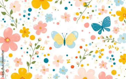 Retro style floral texture art background