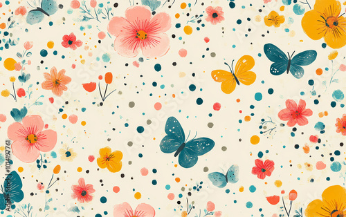 Retro style floral texture art background