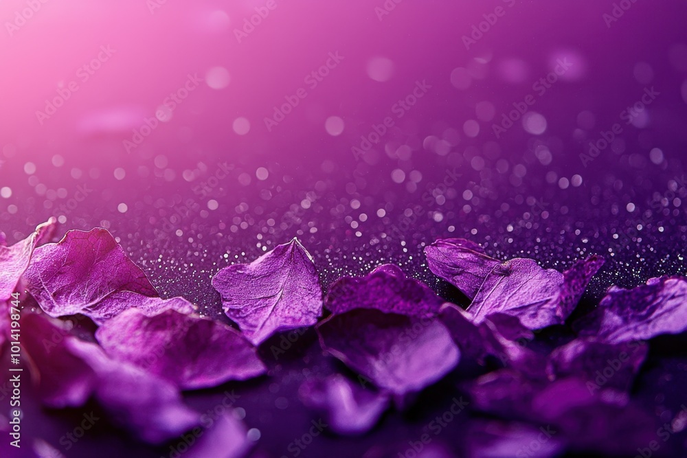 Close-up of vibrant purple petals on a sparkling surface Close-up of vibrant purple petals on a sparkling surface