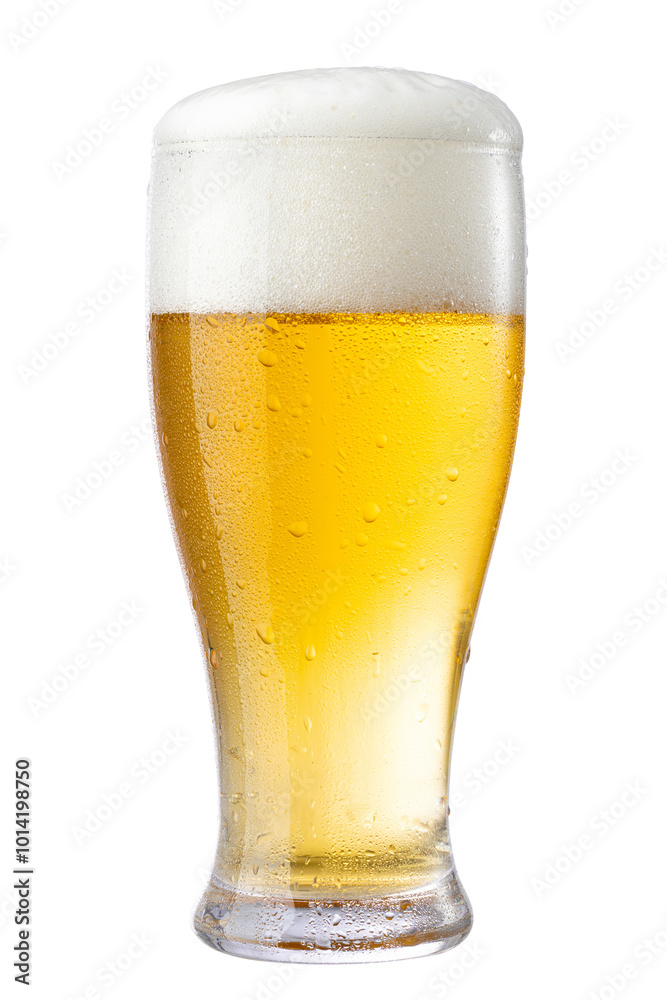 Glass of chilled light beer isolated on white background. Glass of chilled light beer isolated on white background.