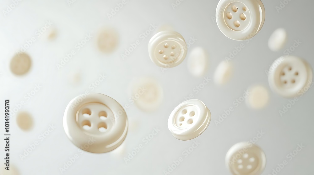 White Buttons Floating in Air White Buttons Floating in Air