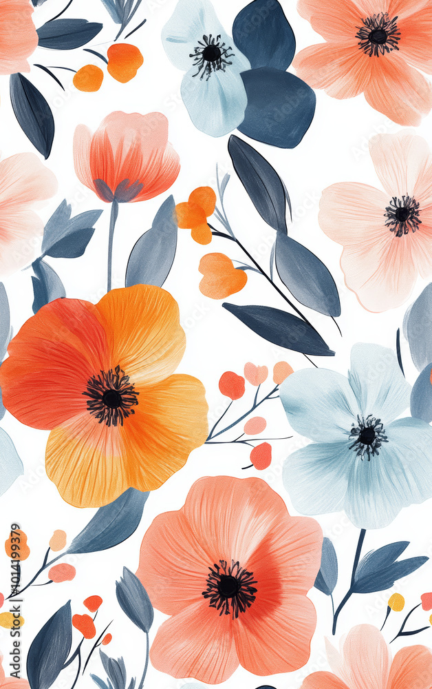 Fototapeta premium Retro style floral texture art background