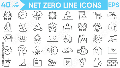 Net Zero Line Icons Vector And Illustrator