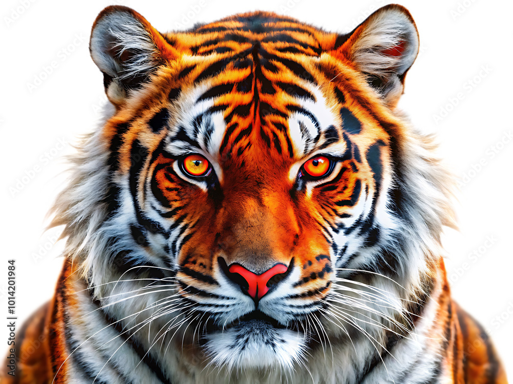 Fototapeta premium Tiger head isolated on white background as transparent, PNG