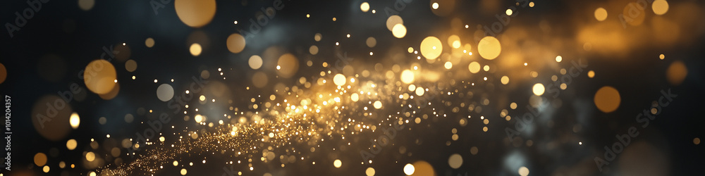 Generative ai. Golden bokeh lights, sparkling glitter, festive holiday atmosphere, dark background, magical sparkles, shimmering particles, elegant celebration, New Year's Eve, luxury party, glamorous Generative ai. Golden bokeh lights, sparkling glitter, festive holiday atmosphere, dark background, magical sparkles, shimmering particles, elegant celebration, New Year's Eve, luxury party, glamorous