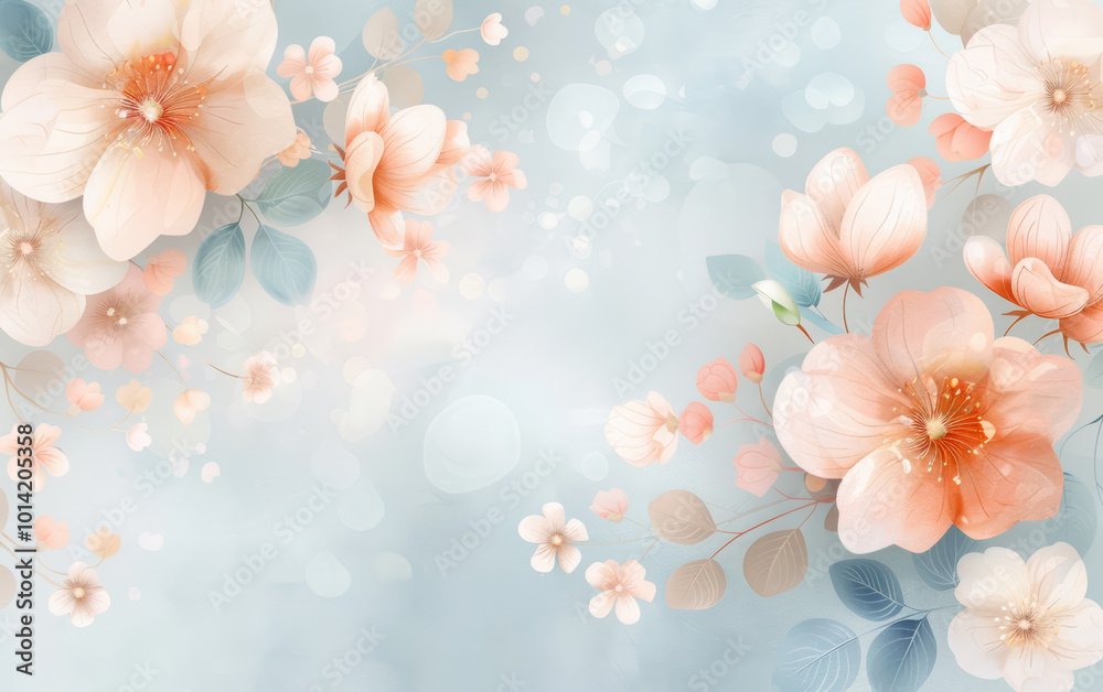 Fototapeta premium Retro style floral texture art background