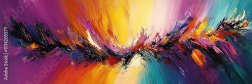 Wallpaper Mural Dynamic, bold brush strokes in bright, bold colors, forming an energetic abstract composition Torontodigital.ca