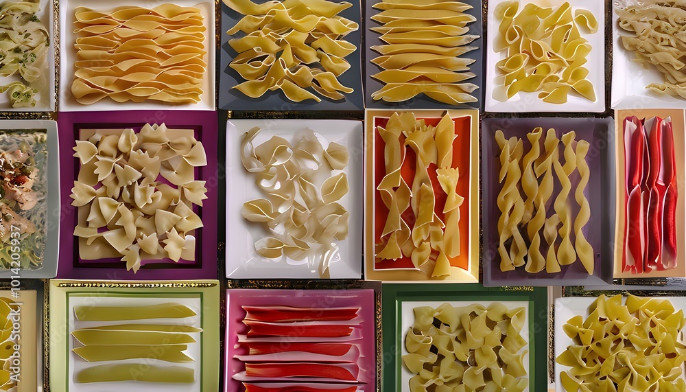 Pasta in various shapes and colors. Pasta in various shapes and colors.