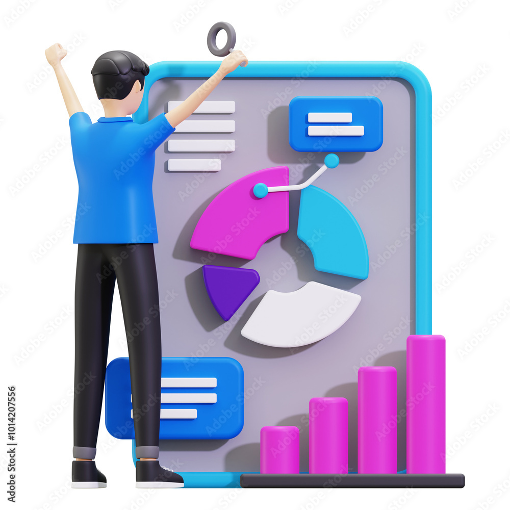 3d Monthly Report Data Analysis Illustration 3d Monthly Report Data Analysis Illustration
