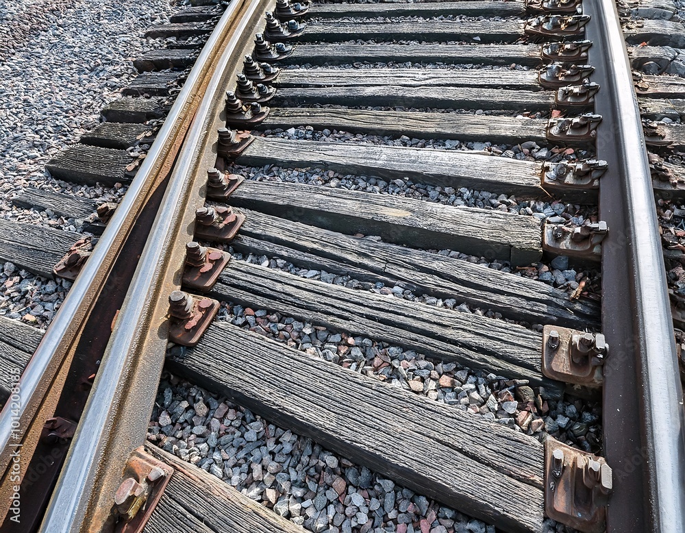 A high angle view showing the railway line stretching far away, generative ai A high angle view showing the railway line stretching far away, generative ai